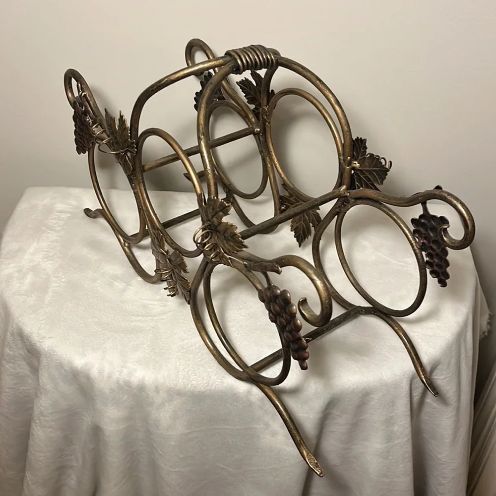 Wine Rack Gold Forged Iron from Atlanta Merchandise Mart Heavy Approx lbs NEW